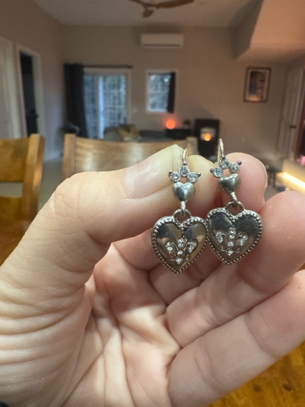 Y2K Juicy Couture Heart Drop Earrings with Crystal Accents - Picture 6 of 6